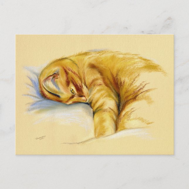 Cat Pastel - Orange Tabby Relaxed Pose Postcard (Front)