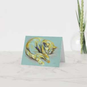 Cat Pastel - Sleeping Tabby Kitten Card