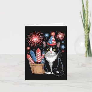 Cat Patriotic America Cats Usa Flag Fireworks 4th Card