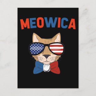 Cat Patriotic Kitty America 4th of July Postcard