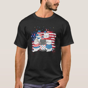 Cat Patriotic USA Flag Cat  Cat Moms 4th Of July T-Shirt