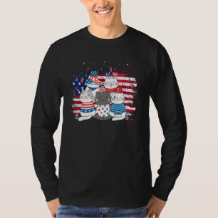 Cat Patriotic USA Flag Cat Cat Moms 4th Of July T-Shirt