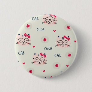 Cat pattern 6 cm round badge