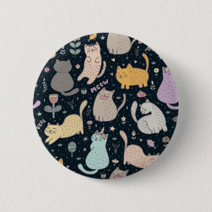 Cat pattern 6 cm round badge