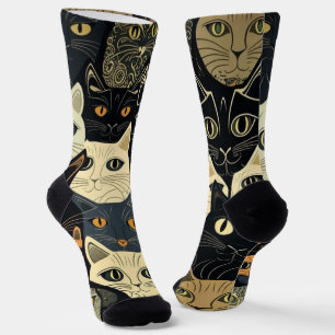 Cat Pattern Artsy Socks