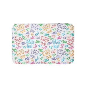 cat pattern bath mat