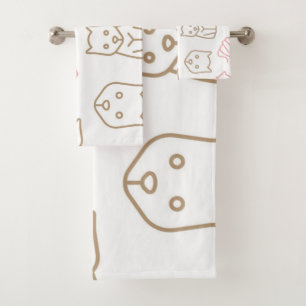 Cat pattern bath towel set
