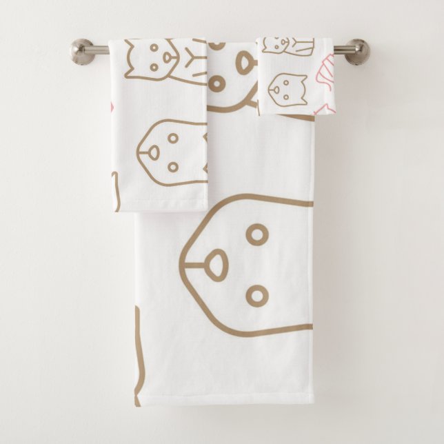 Cat pattern bath towel set (Insitu)
