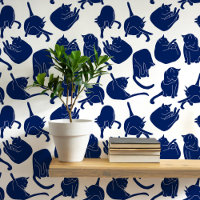 Cat Pattern Blue and White