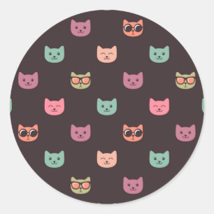 Cat pattern classic round sticker