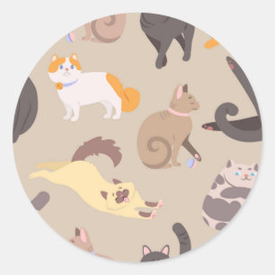Cat pattern classic round sticker