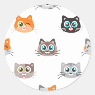 Cat pattern classic round sticker