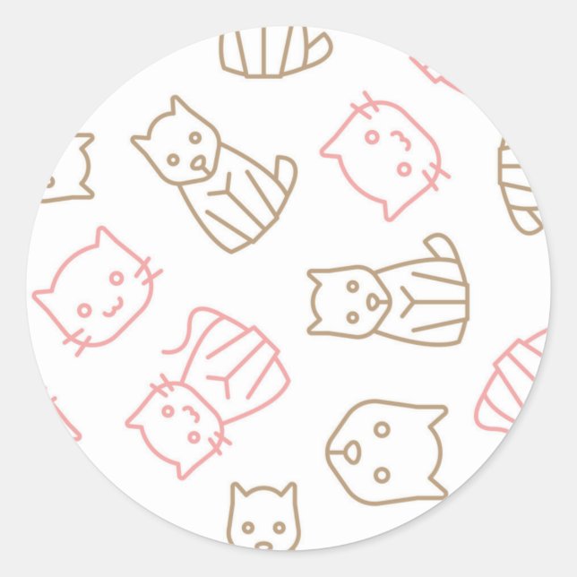 Cat pattern classic round sticker (Front)
