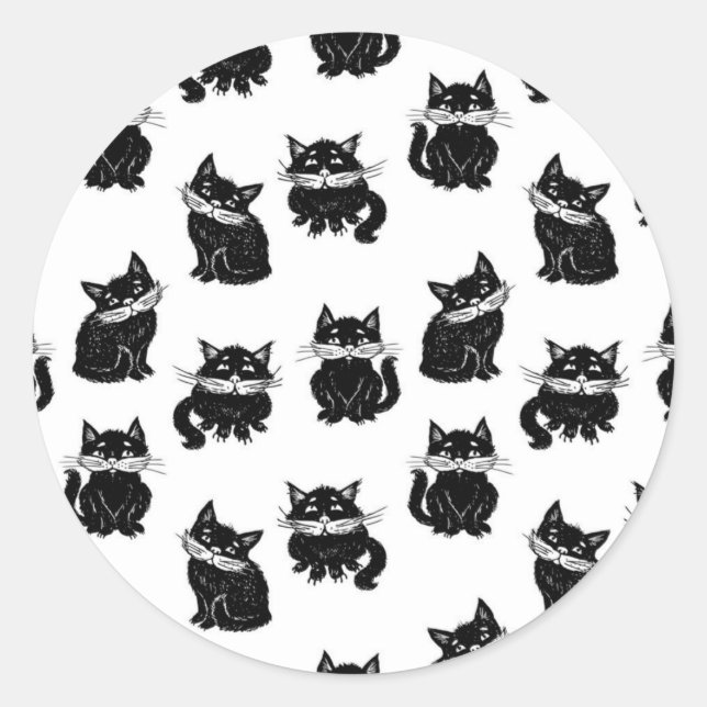 Cat pattern classic round sticker (Front)