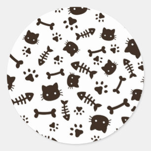 Cat pattern classic round sticker