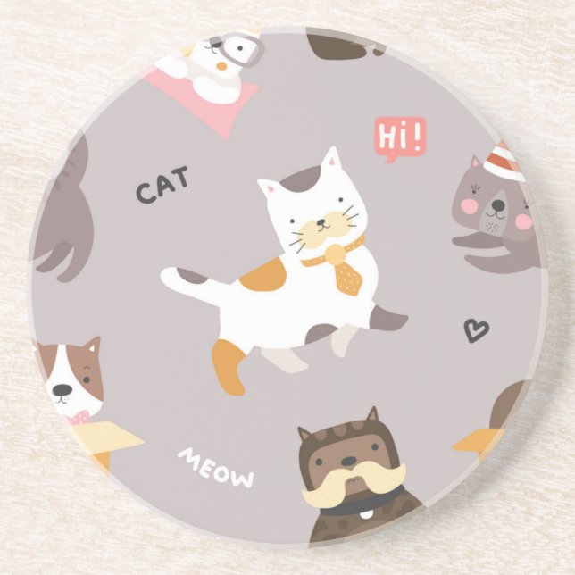 Cat pattern coaster (Front)