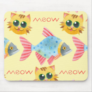  Cat Pattern Cute Colourful Pets Animals Mouse Pad