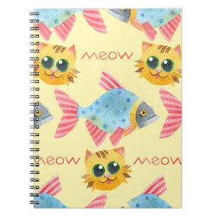 Cat Pattern Cute Colourful Pets Animals Notebook