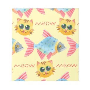 Cat Pattern Cute Colourful Pets Animals Notepad