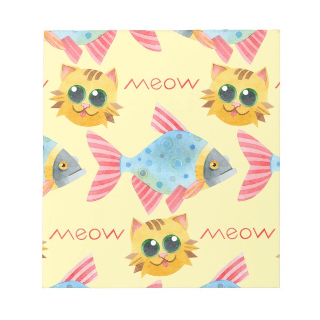  Cat Pattern Cute Colourful Pets Animals    Notepad (Front)