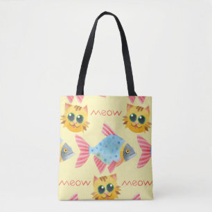  Cat Pattern Cute Colourful Pets Animals    Tote Bag