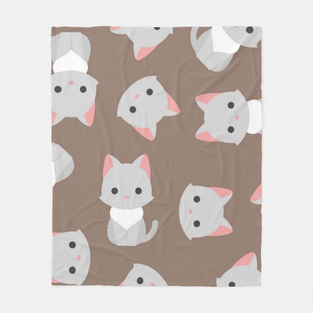 Cat pattern fleece blanket (Front)