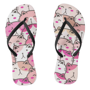 Cat Pattern Funny Colourful Pets Animals   Jandals