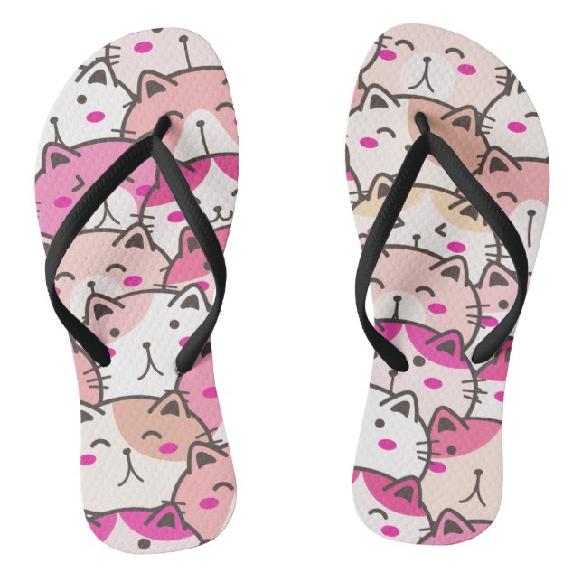 Cat Pattern Funny Colourful Pets Animals   Jandals (Footbed)