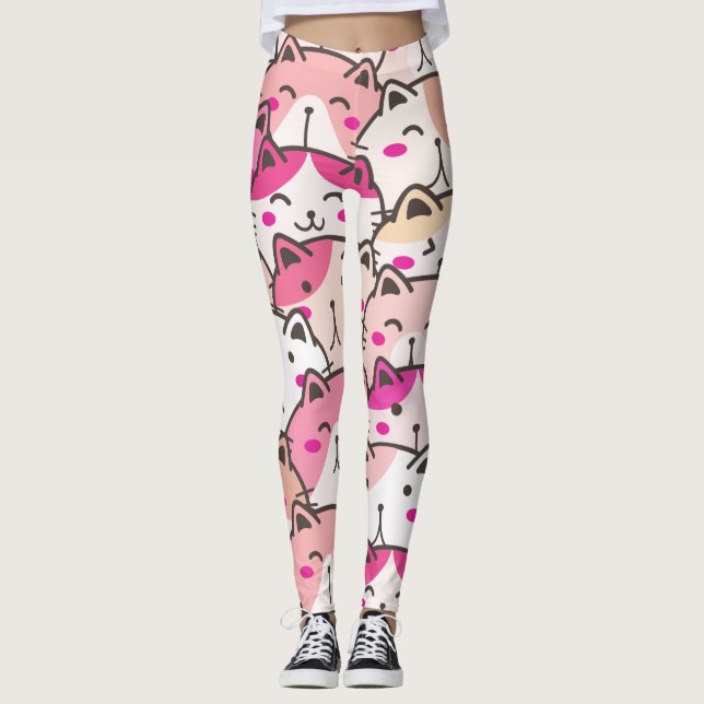 Cat Pattern Funny Colourful Pets Animals   Leggings (Front)