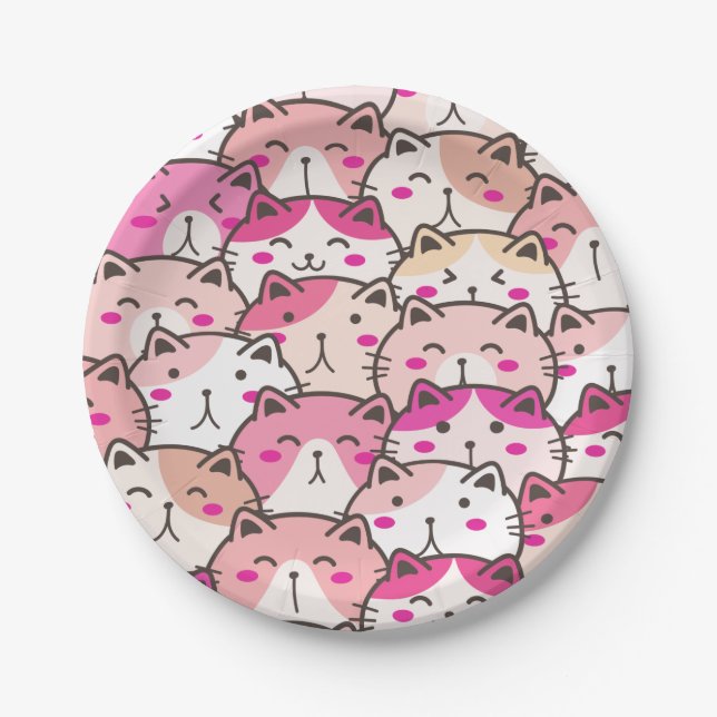 Cat Pattern Funny Colourful Pets Animals   Paper Plate (Front)