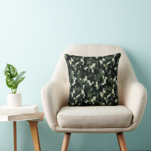 Cat Pattern Green Camouflage Cushion