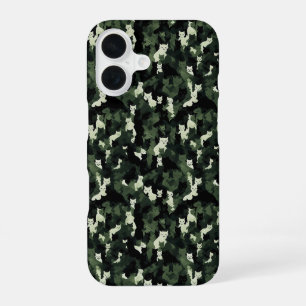 Cat Pattern Green Camouflage iPhone 16 Case