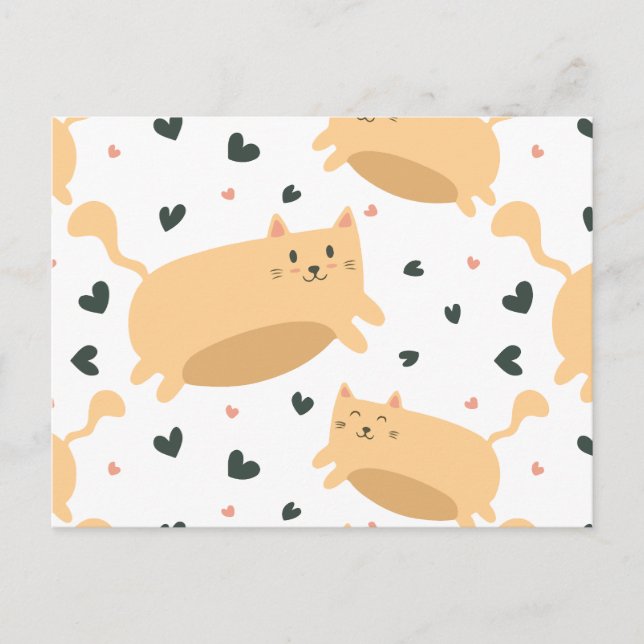 Cat pattern holiday postcard (Front)