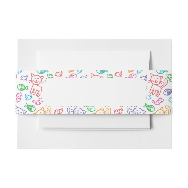 cat pattern invitation belly band (Front Example)