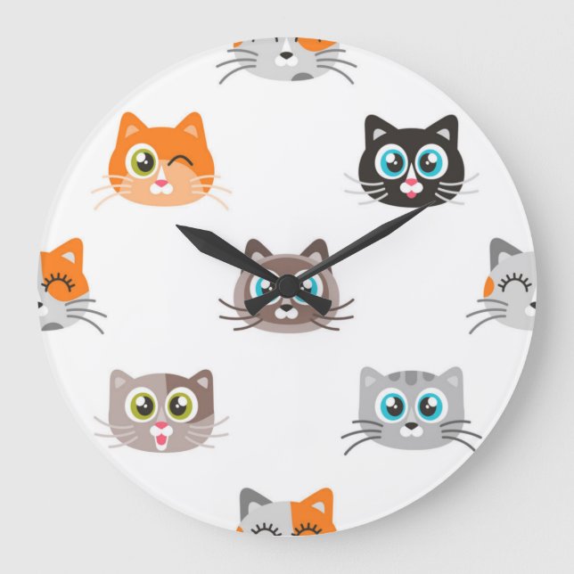 Cat pattern large clock (Front)