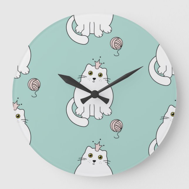 Cat pattern large clock (Front)