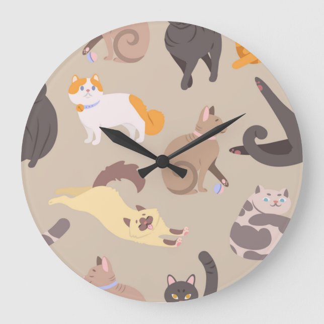 Cat pattern large clock (Front)