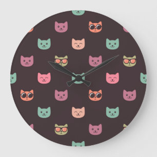 Cat pattern large clock