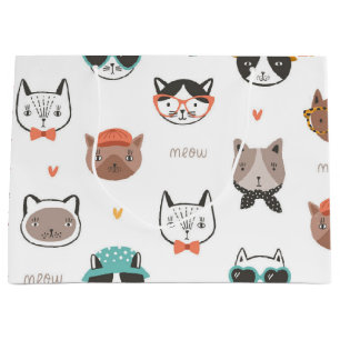 Cat pattern large gift bag