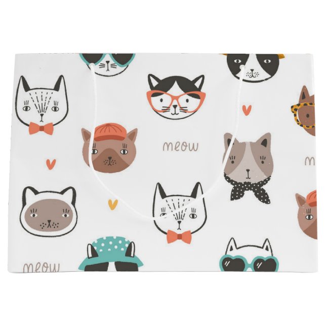 Cat pattern large gift bag (Front)