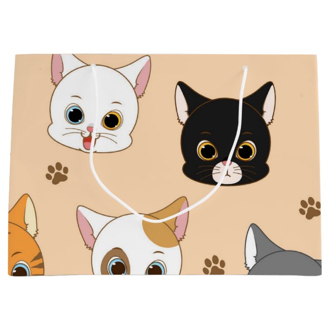 Cat pattern large gift bag (Front)