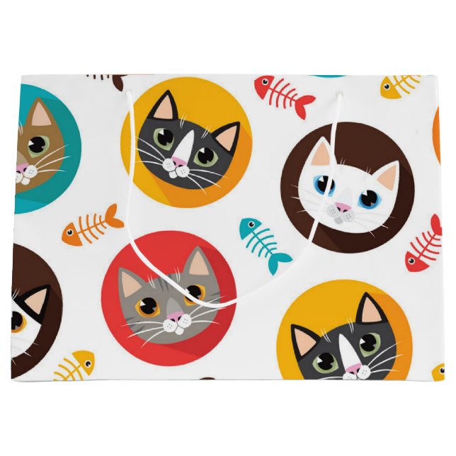 Cat pattern large gift bag (Front)