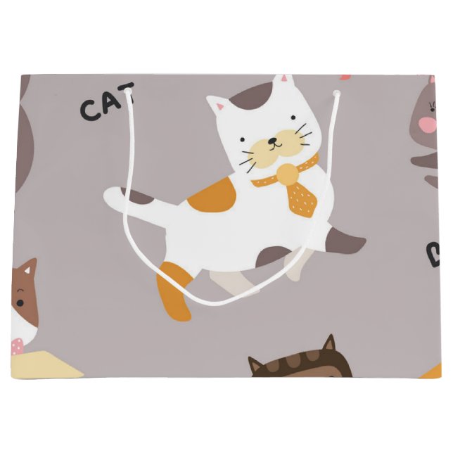 Cat pattern large gift bag (Front)