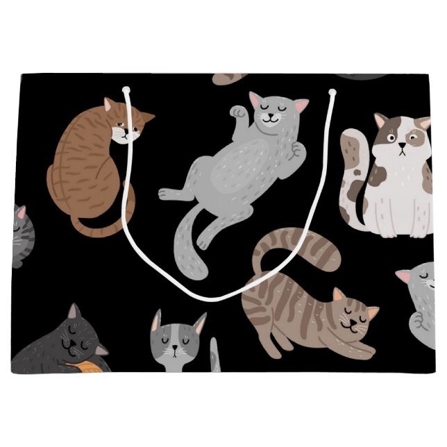 Cat pattern large gift bag (Front)