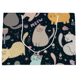 Cat pattern large gift bag