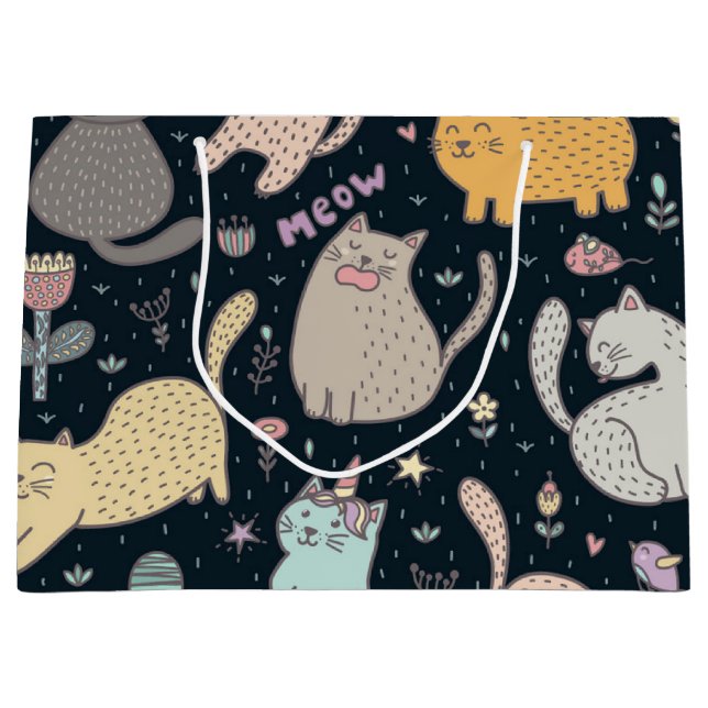 Cat pattern large gift bag (Front)