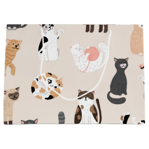 Cat pattern large gift bag