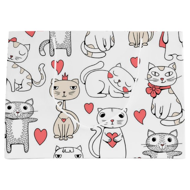 Cat pattern large gift bag (Front)