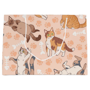 Cat pattern large gift bag