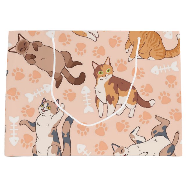Cat pattern large gift bag (Front)